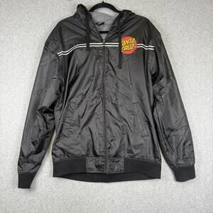 Santa Cruz Men's Size Medium Black Full Zip Hooded Jacket Coat Skate Streetwear